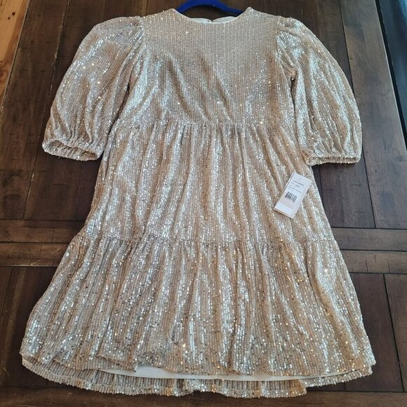 Gold Sequin Dress Size 6 By Julia Jordan Polyester & Spandex Blend - Picture 1 of 7